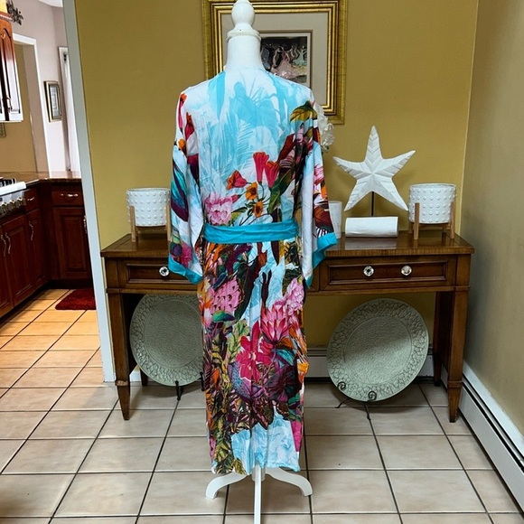 Venus Floral Tropical Boho Kimono Beach Resort Multicolor Swim Cover-Up Md /Lrg - Picture 9 of 14